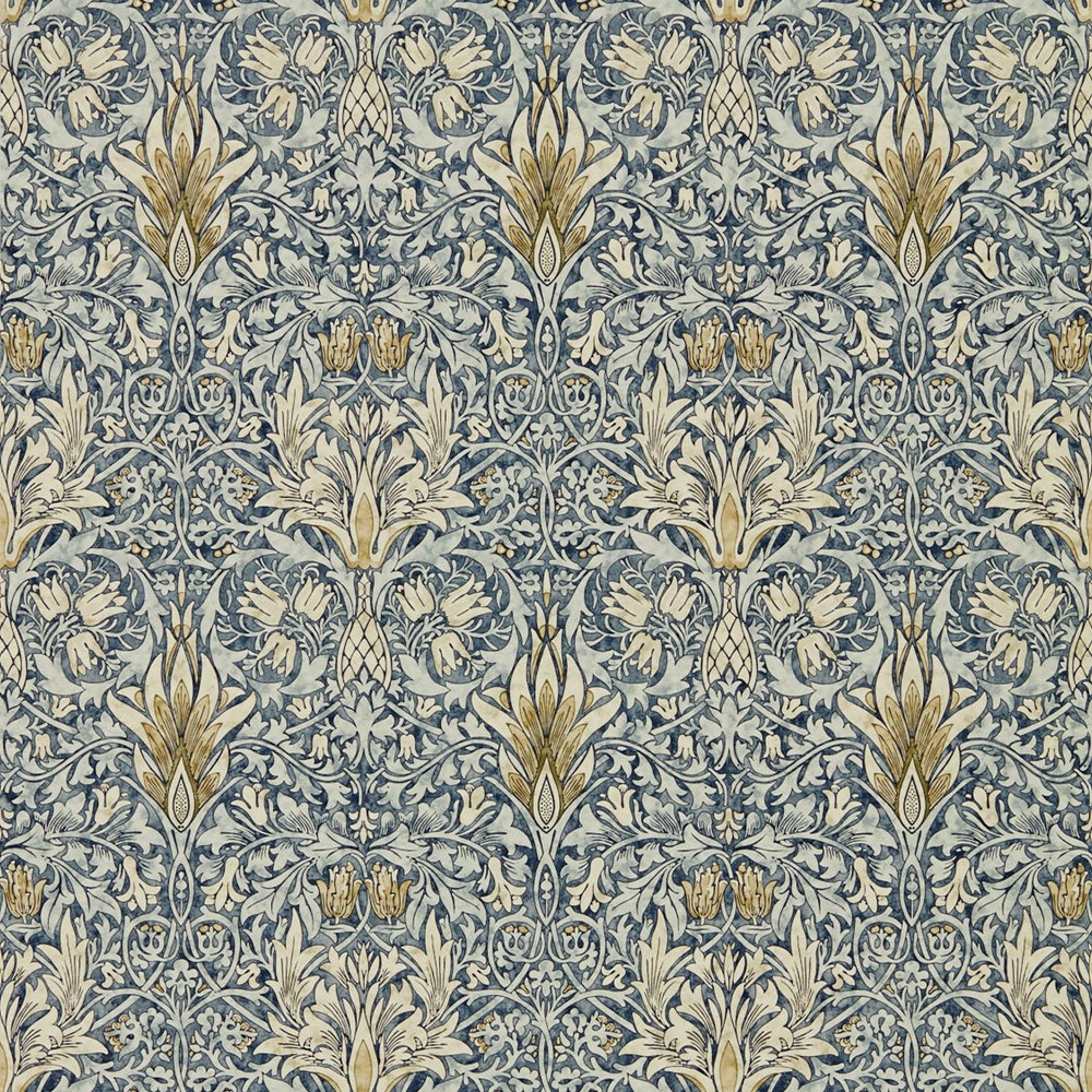 Snakeshead Wallpaper 216428 by Morris & Co in Indigo Cumin